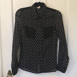 Tommy Girl black/white polka dot sheer blouse!